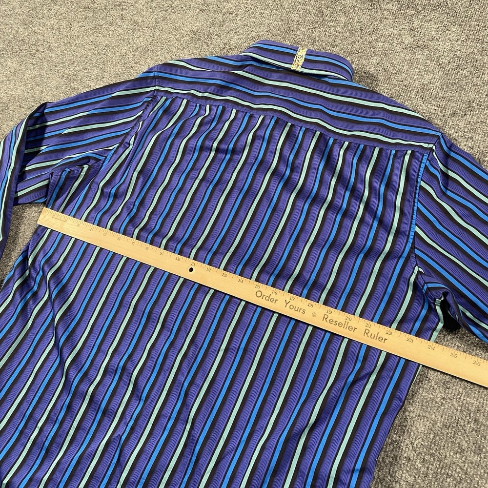 Robert Graham X Vertical Stripe Long Sleeve Fip Cuff Shirt Mens 2XL Tailored Fit - Picture 7 of 8